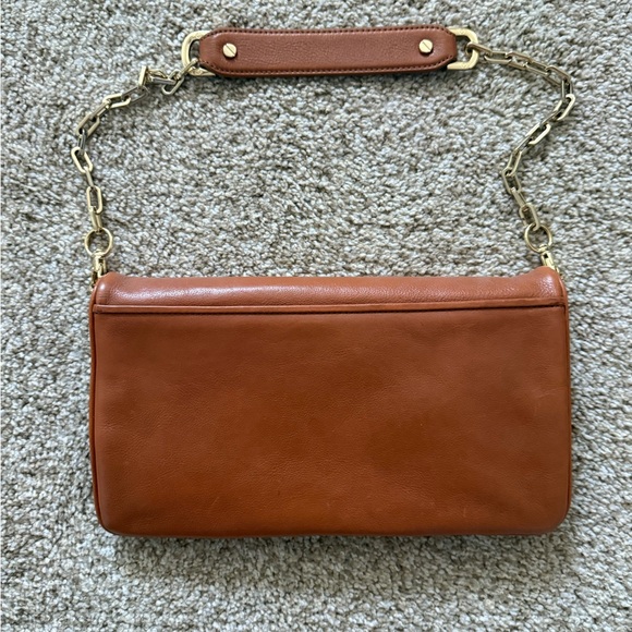 Tory Burch Brown Leather Wristlet with Gold Chain - Picture 2 of 3